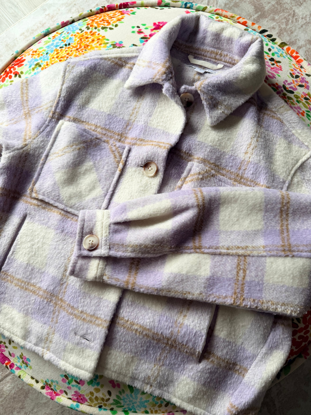 Lavender Plaid Cropped Jacket
