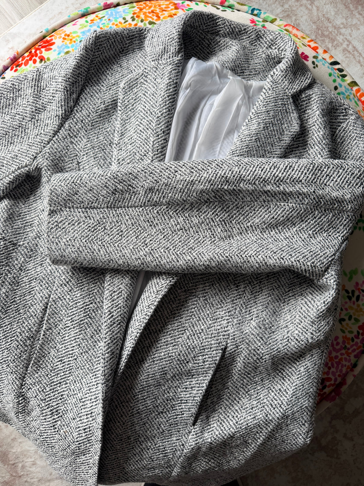 Oversized Herringbone Blazer Coat