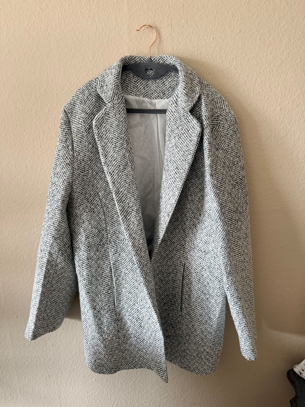 Oversized Herringbone Blazer Coat