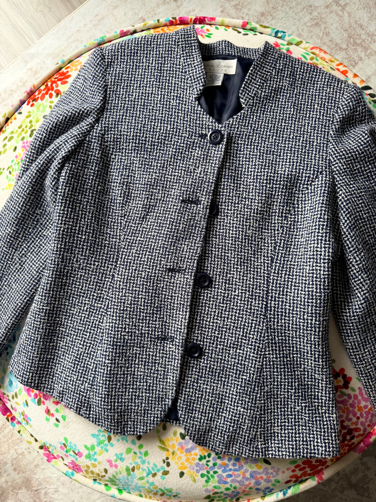 Vintage Navy + Cream Textured Jacket