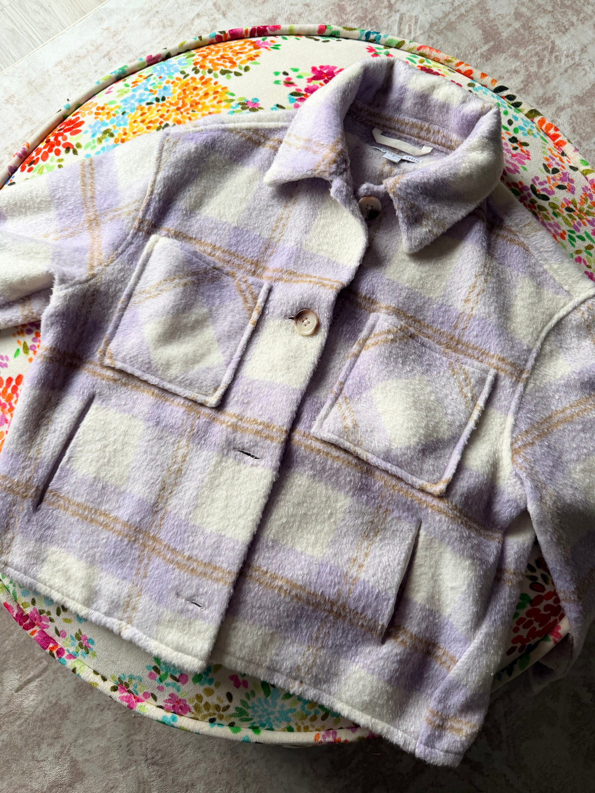 Lavender Plaid Cropped Jacket