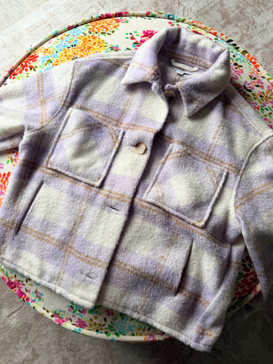 Lavender Plaid Cropped Jacket