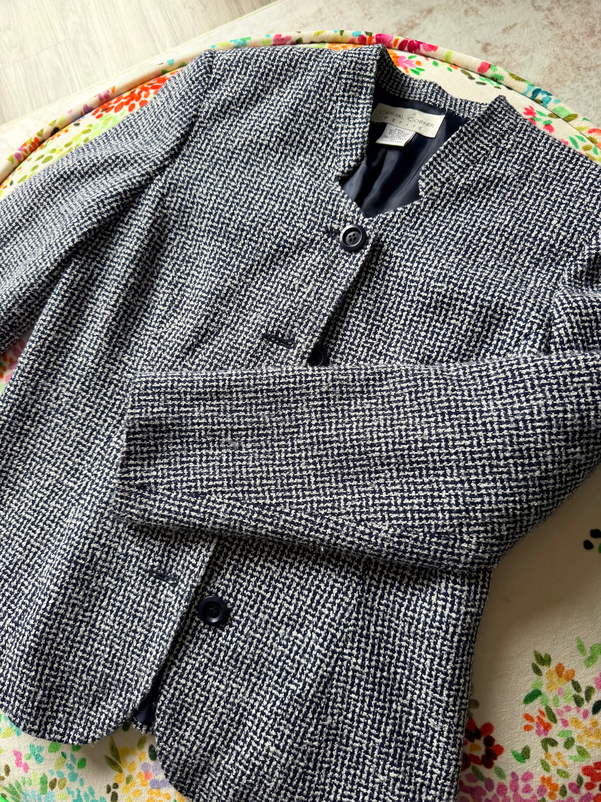 Vintage Navy + Cream Textured Jacket
