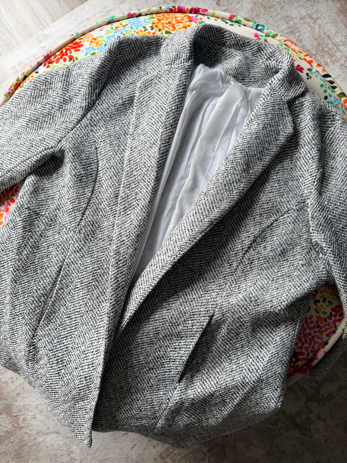 Oversized Herringbone Blazer Coat